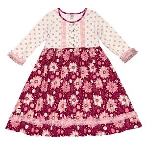 WILDFLOWERS Poinsettia Clara Dress Pink White Ruffles Girls Size 8 NWOT